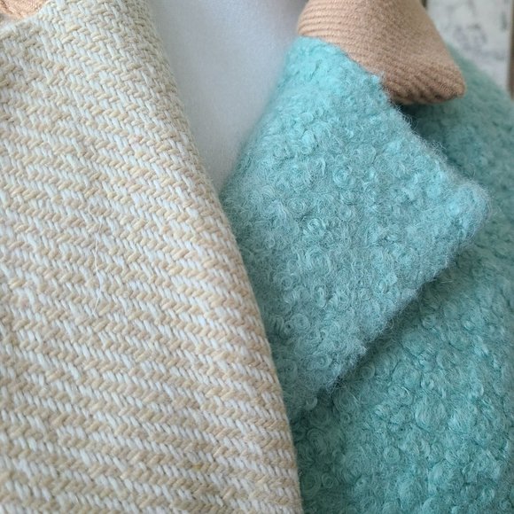 English Factory Turquoise and Tan Full Length Coat - Picture 4 of 16